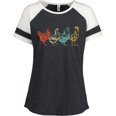 Chicken Retro Vintage Poultry Farmer Women Men Farm Lover Gift Enza Ladies Jersey Colorblock Tee