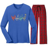 Chicken Retro Vintage Poultry Farmer Women Men Farm Lover Gift Women's Long Sleeve Flannel Pajama Set 