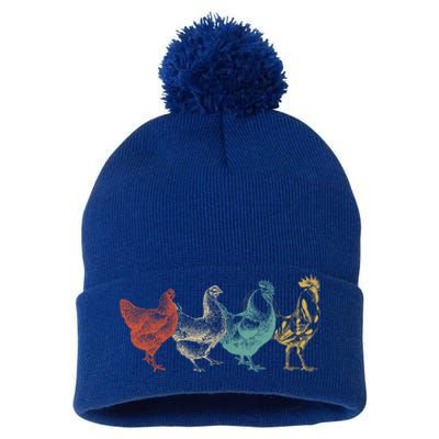 Chicken Retro Vintage Poultry Farmer Women Men Farm Lover Gift Pom Pom 12in Knit Beanie