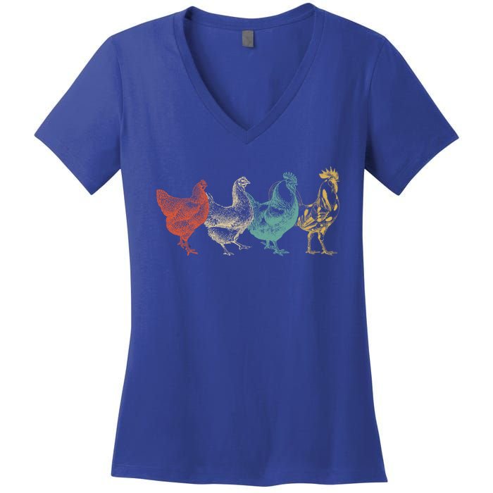 Chicken Retro Vintage Poultry Farmer Women Men Farm Lover Gift Women's V-Neck T-Shirt