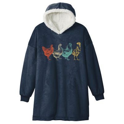 Chicken Retro Vintage Poultry Farmer Women Men Farm Lover Gift Hooded Wearable Blanket