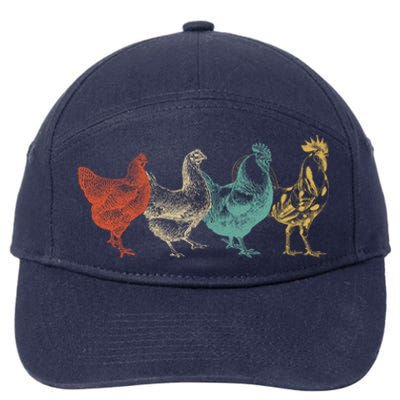 Chicken Retro Vintage Poultry Farmer Women Men Farm Lover Gift 7-Panel Snapback Hat