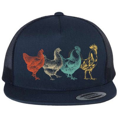 Chicken Retro Vintage Poultry Farmer Women Men Farm Lover Gift Flat Bill Trucker Hat