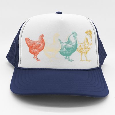 Chicken Retro Vintage Poultry Farmer Women Men Farm Lover Gift Trucker Hat