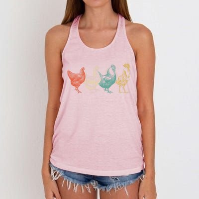 Chicken Retro Vintage Poultry Farmer Women Men Farm Lover Gift Women's Knotted Racerback Tank