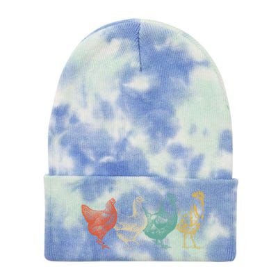 Chicken Retro Vintage Poultry Farmer Women Men Farm Lover Gift Tie Dye 12in Knit Beanie