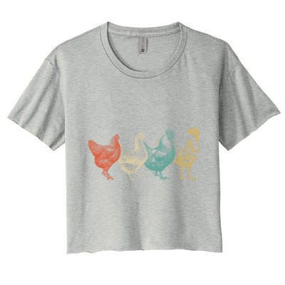 Chicken Retro Vintage Poultry Farmer Women Men Farm Lover Gift Women's Crop Top Tee