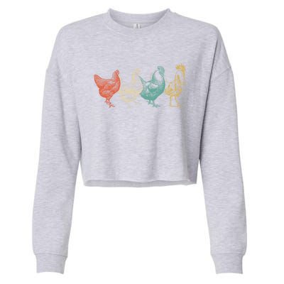 Chicken Retro Vintage Poultry Farmer Women Men Farm Lover Gift Cropped Pullover Crew