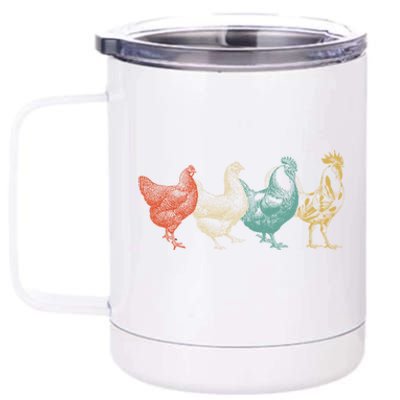 Chicken Retro Vintage Poultry Farmer Women Men Farm Lover Gift 12 oz Stainless Steel Tumbler Cup