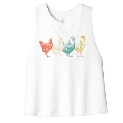 Chicken Retro Vintage Poultry Farmer Women Men Farm Lover Gift Women's Racerback Cropped Tank