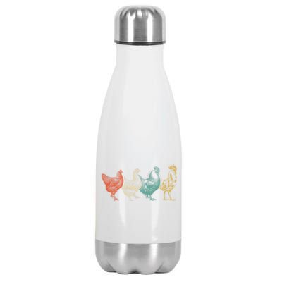 Chicken Retro Vintage Poultry Farmer Women Men Farm Lover Gift Stainless Steel Insulated Water Bottle