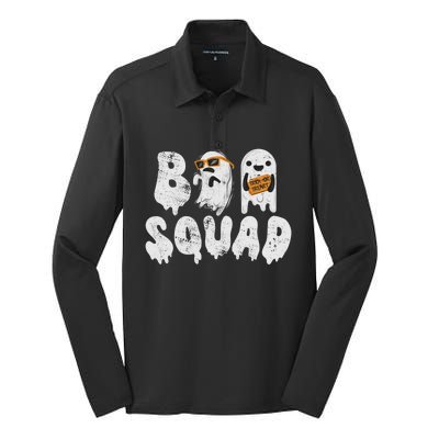 Crew Retro Vintage Boo Ghost Halloween Squad Meaningful Gift Silk Touch Performance Long Sleeve Polo