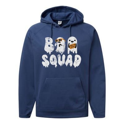 Crew Retro Vintage Boo Ghost Halloween Squad Meaningful Gift Performance Fleece Hoodie