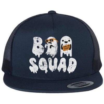 Crew Retro Vintage Boo Ghost Halloween Squad Meaningful Gift Flat Bill Trucker Hat