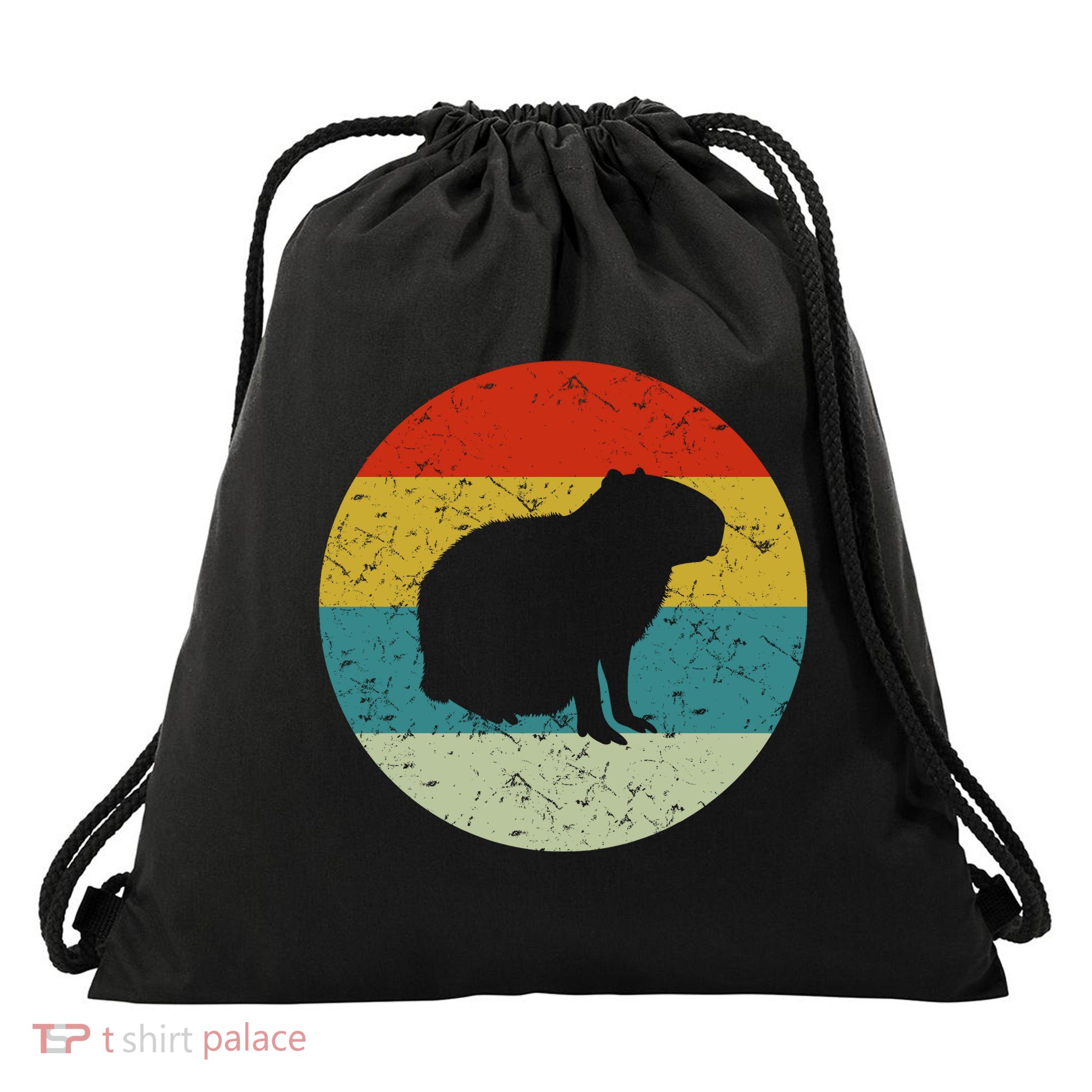 Capybara Retro Vintage Drawstring Bag