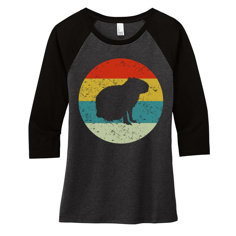 Capybara Retro Vintage Women's Tri-Blend 3/4-Sleeve Raglan Shirt