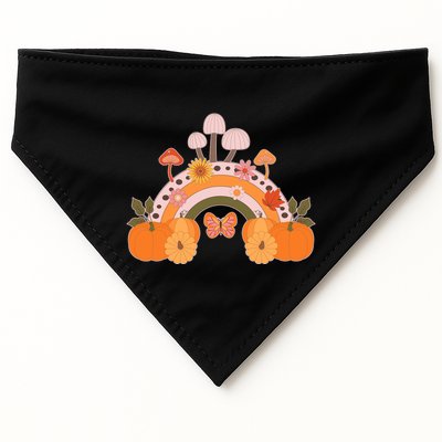 Cute Retro Vintage Fall Autumn Rainbow Mushrooms Pumpkins USA-Made Doggie Bandana