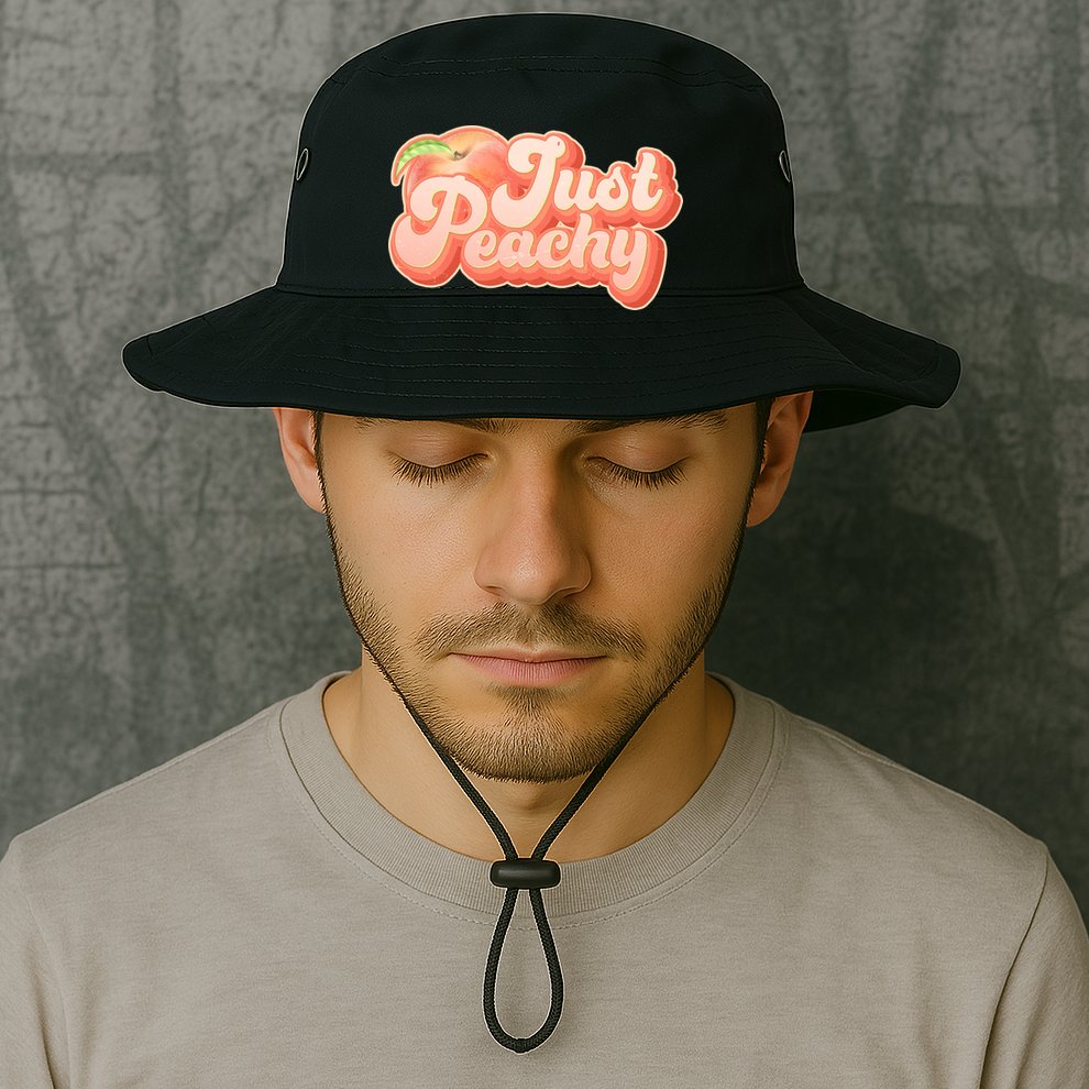 Cute Retro Vintage Just Peachy Bucket Hat