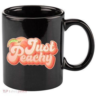 Cute Retro Vintage Just Peachy 11oz C Handle Ceramic Mug