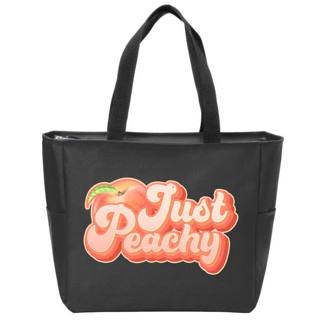 Cute Retro Vintage Just Peachy Zip Tote Bag