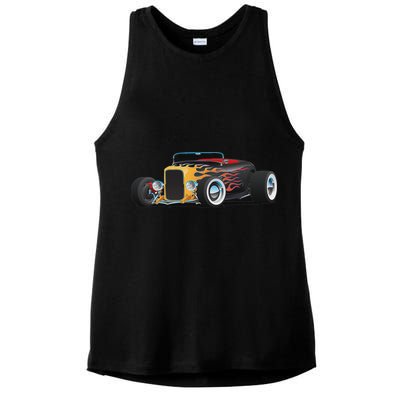 Classic Retro Vintage Custom Hotrod Car Illustration Ladies PosiCharge Tri-Blend Wicking Tank