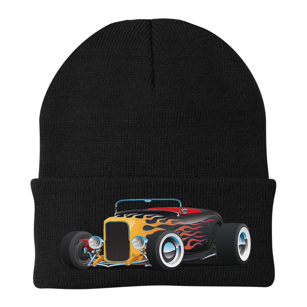 Classic Retro Vintage Custom Hotrod Car Illustration Beanie