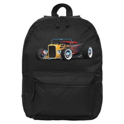 Classic Retro Vintage Custom Hotrod Car Illustration 16 in Basic Backpack