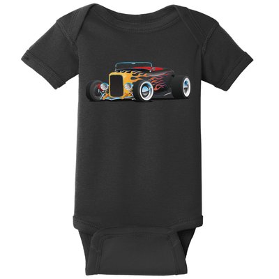 Classic Retro Vintage Custom Hotrod Car Illustration Baby Bodysuit