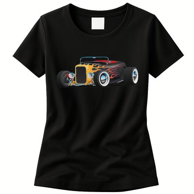 Classic Retro Vintage Custom Hotrod Car Illustration Womens T-Shirt