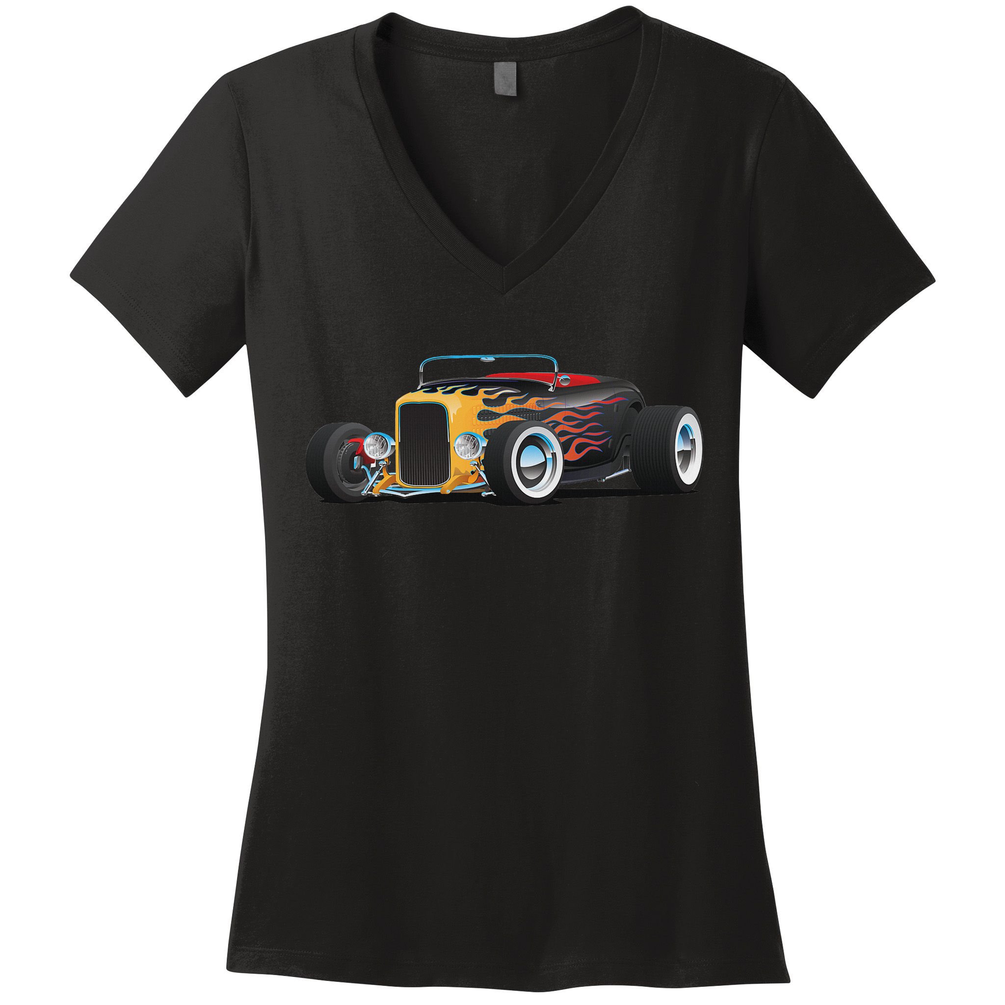 Classic Retro Vintage Custom Hotrod Car Illustration Women's V-Neck T-Shirt