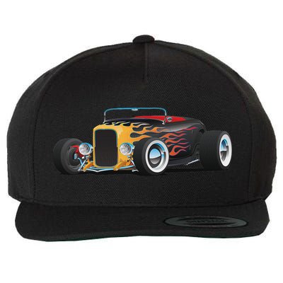 Classic Retro Vintage Custom Hotrod Car Illustration Wool Snapback Cap