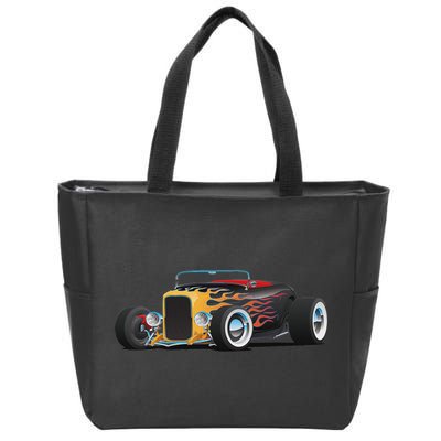 Classic Retro Vintage Custom Hotrod Car Illustration Zip Tote Bag