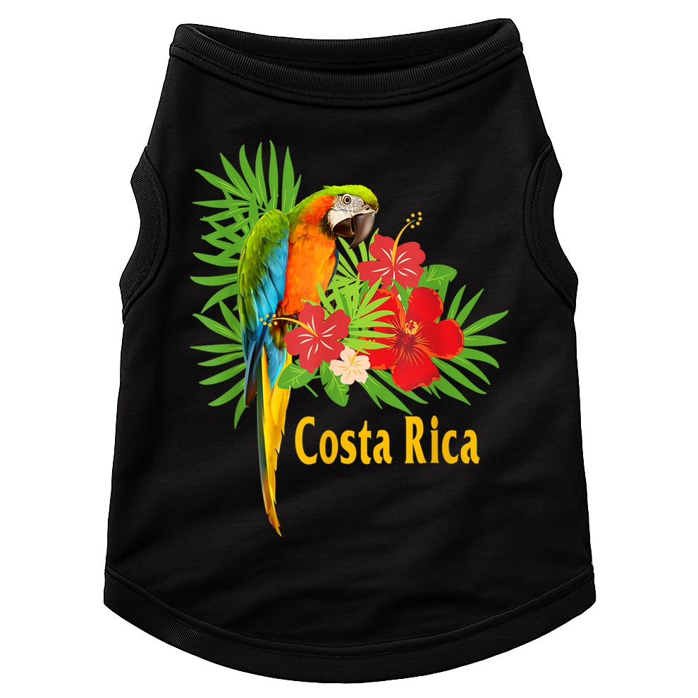 Costa Rica Vacation Parrot Tropical Flowers Doggie Tank