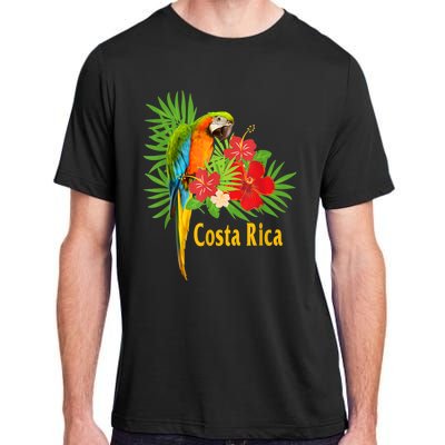 Costa Rica Vacation Parrot Tropical Flowers Adult ChromaSoft Performance T-Shirt