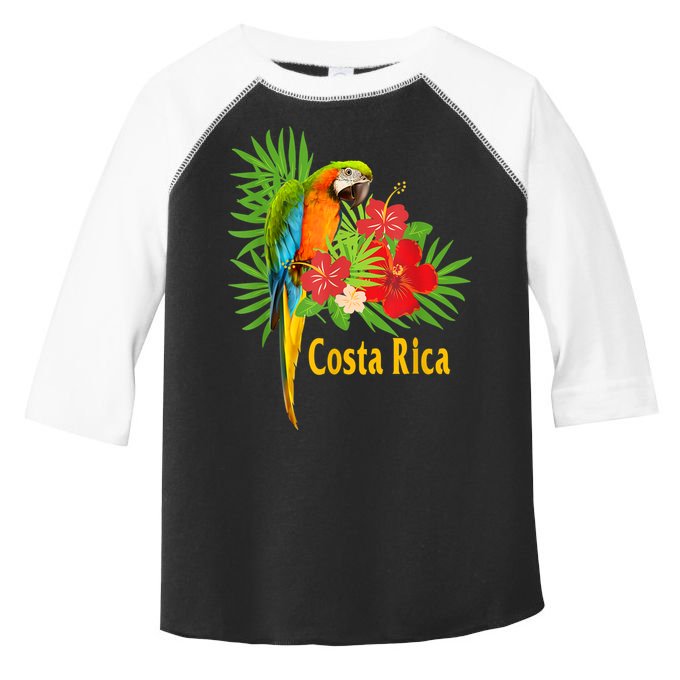 Costa Rica Vacation Parrot Tropical Flowers Toddler Fine Jersey T-Shirt