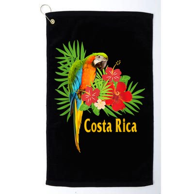 Costa Rica Vacation Parrot Tropical Flowers Golf Towel