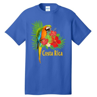 Costa Rica Vacation Parrot Tropical Flowers Tall T-Shirt