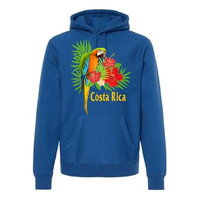 Costa Rica Vacation Parrot Tropical Flowers Premium Hoodie