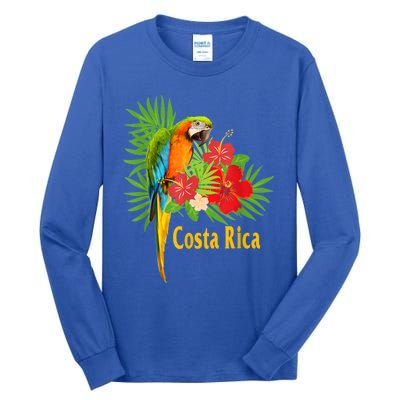 Costa Rica Vacation Parrot Tropical Flowers Tall Long Sleeve T-Shirt