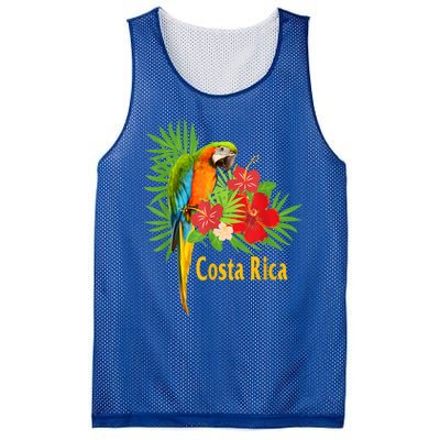 Costa Rica Vacation Parrot Tropical Flowers Mesh Reversible Basketball Jersey Tank