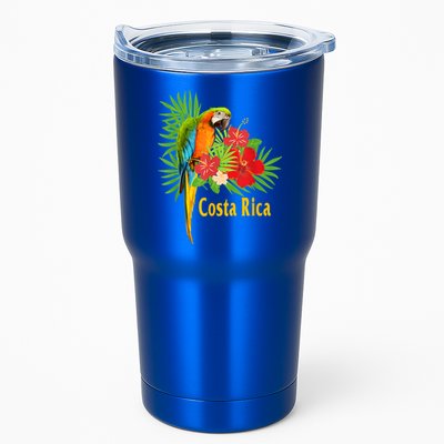 Costa Rica Vacation Parrot Tropical Flowers Tumbler