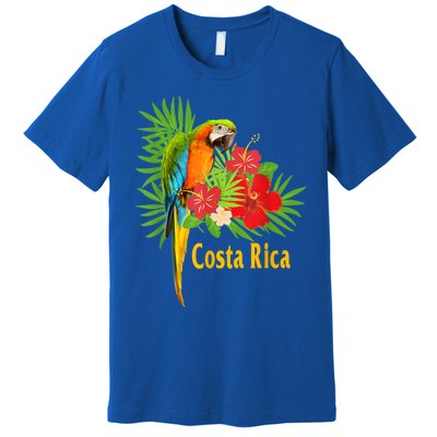 Costa Rica Vacation Parrot Tropical Flowers Premium T-Shirt