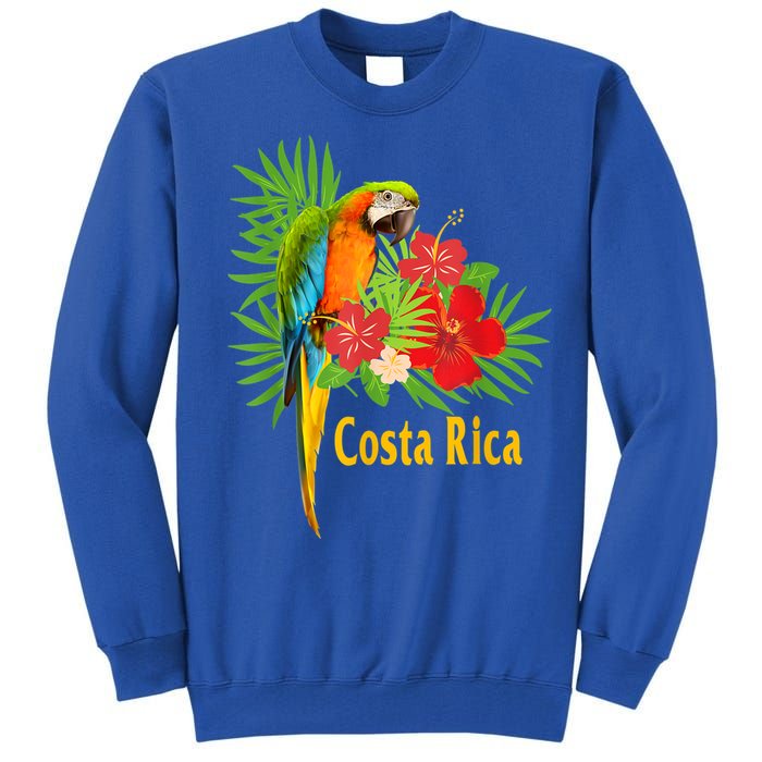 Costa Rica Vacation Parrot Tropical Flowers Tall Sweatshirt