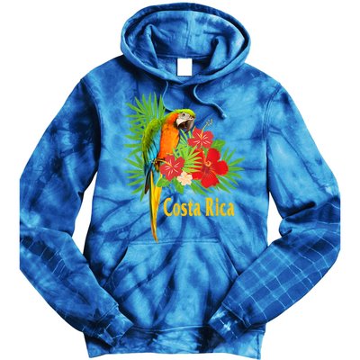 Costa Rica Vacation Parrot Tropical Flowers Tie Dye Hoodie