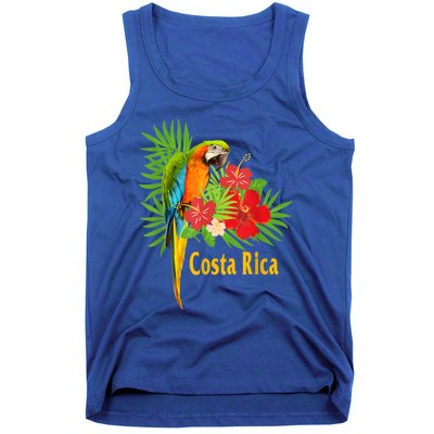 Costa Rica Vacation Parrot Tropical Flowers Tank Top