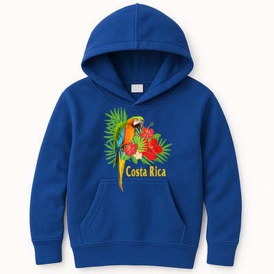Costa Rica Vacation Parrot Tropical Flowers Kids Hoodie