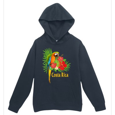 Costa Rica Vacation Parrot Tropical Flowers Urban Pullover Hoodie