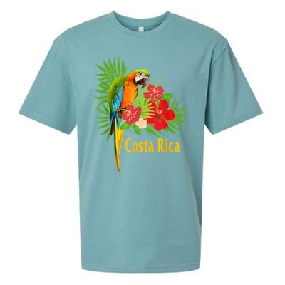 Costa Rica Vacation Parrot Tropical Flowers Sueded Cloud Jersey T-Shirt