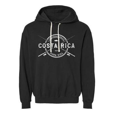 Costa Rica Vintage Crossed Fishing Rods Garment-Dyed Fleece Hoodie
