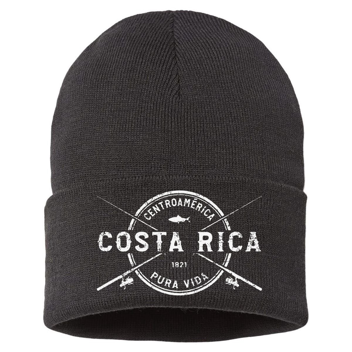 Costa Rica Vintage Crossed Fishing Rods Sustainable Knit Beanie